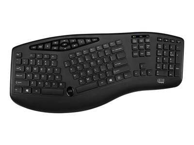 Adesso Tru-Form Media Wireless Ergonomic Keyboard and Optical Mouse Combo, Black (WKB-1600CB)