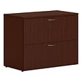 HON Mod 2-Drawer Lateral File Cabinet, Locking, Letter/Legal, Traditional Mahogany, 36 (HONLLF3620L