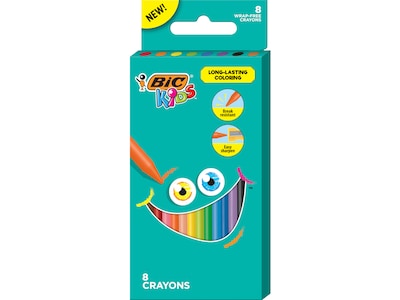 BIC Kids Crayons, 8/Pack (BKPC8-AST)