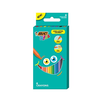 BIC Kids Crayons, 8/Pack (BKPC8-AST)