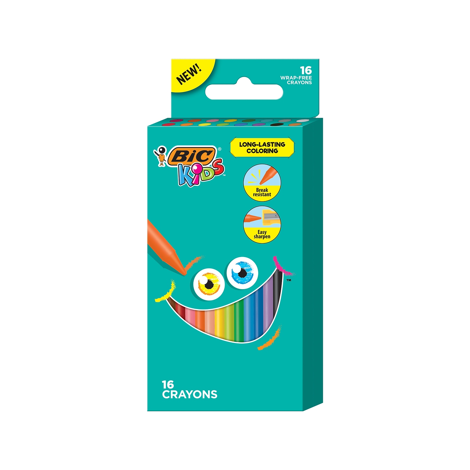 BIC Kids Crayons, 16/Pack (BKPC16-AST)