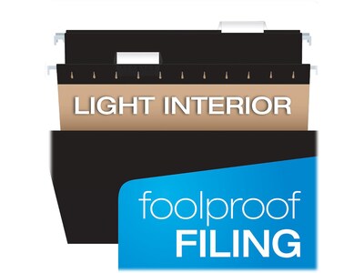 Pendaflex Hanging File Folder, 1/5-Cut Tab, Letter Size, Black, 25/Box (PFX81605)