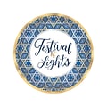 Amscan Festival of Lights Hanukkah Plate, White/Blue/Gold, 18/Set, 2/Pack (742623)