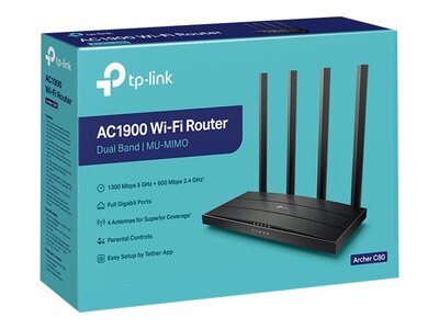 TP-LINK Archer C80 AC1900 Dual Band MU-MIMO Gaming Router, Black (ARCHER C80)