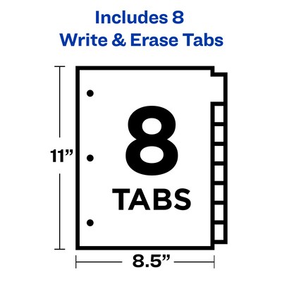 Avery Big Tab Write & Erase Paper Dividers, 8 Tab, White, 48 Sets/Carton (23078CT)