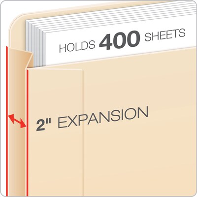 Pendaflex Smart Shield Manila Reinforced File Jackets, Top Tab, 2" Expansion, Letter Size, 50/Box (22025EE)