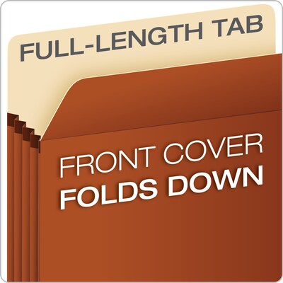 Pendaflex Smart Shield Reinforced File Pocket, 3 1/2" Expansion, Legal Size, Redrope, 10/Box (1526EAM)