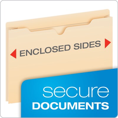 Pendaflex Smart Shield Manila Reinforced File Jackets, Top Tab, 2" Expansion, Letter Size, 50/Box (22025EE)