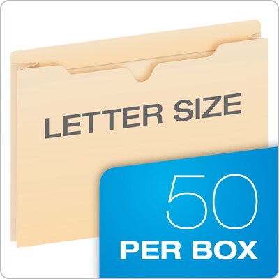 Pendaflex Smart Shield Manila Reinforced File Jackets, Top Tab, 2" Expansion, Letter Size, 50/Box (22025EE)