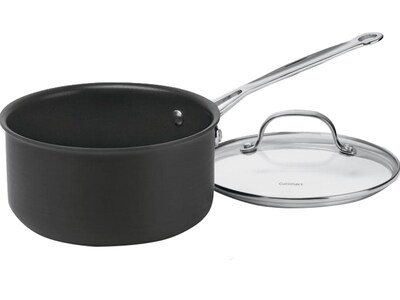 NEW Cuisinart Stainless Steel 2qt saucepan sauce pan with Lid, Black Handle