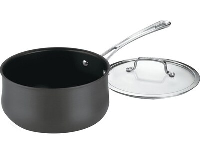 Cuisinart Contour Aluminum 1 Qt. Saucepan with Cover, Black (6419-14)