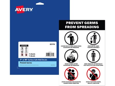 Avery Safety Wall Sign, 7 x 10, White/Black, 5/Pack (83174)