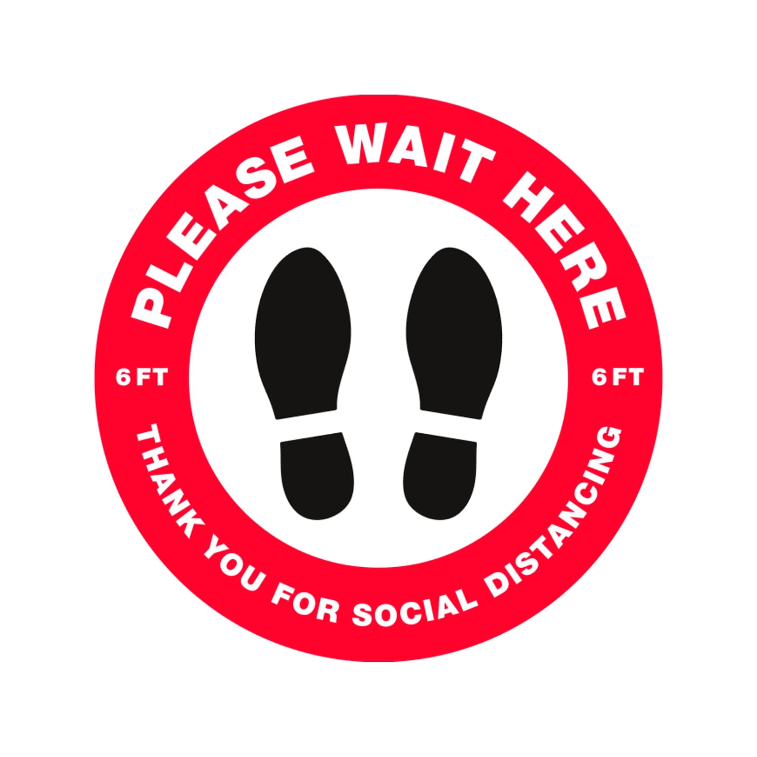 Avery Social Distance Floor Decal, 10 1/2 x 10 1/2, White/Red/Black, 5 Labels Per Pack (83090)