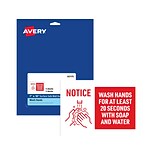 Avery Wash Hands Wall Sign, 10 x 7, White/Red, 5/Pack (83175)