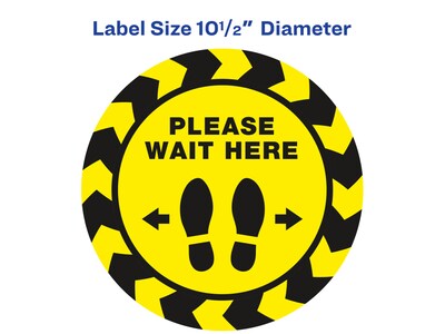 Avery Social Distance Floor Decal, 10.5" x 10.5", Yellow/Black, 5/Pack (83020)