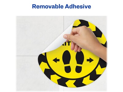Avery Social Distance Floor Decal, 10.5" x 10.5", Yellow/Black, 5/Pack (83020)