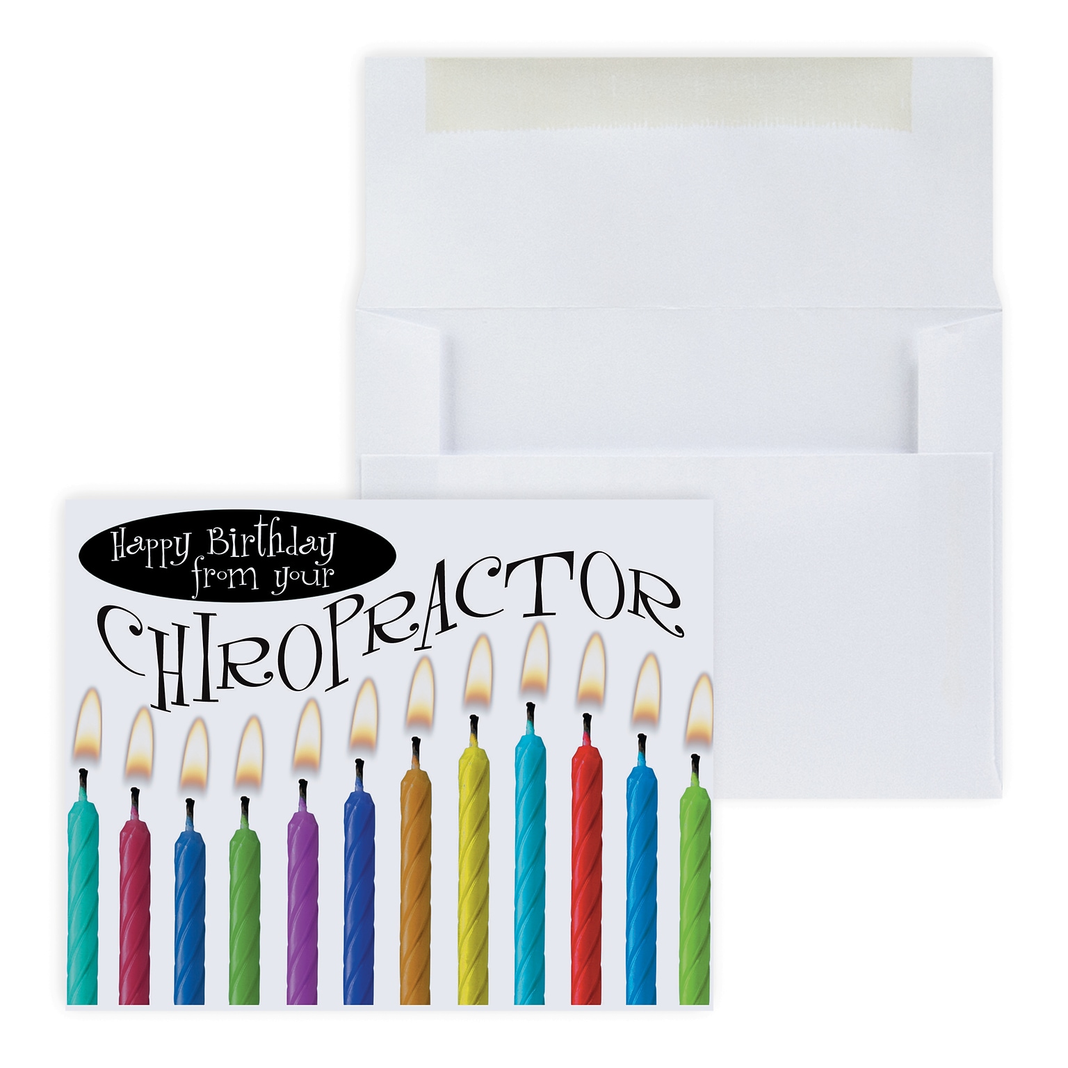 Custom Birthday Candles Chiropractor Greeting Cards, With Envelopes, 5-3/8 x 4-1/4, 25 Cards per Set