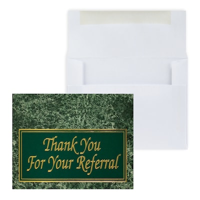 Custom Thank You Referral Marble with Foil Greeting Cards, With Envelopes, 4-1/4 x 5-3/8, 25 Cards