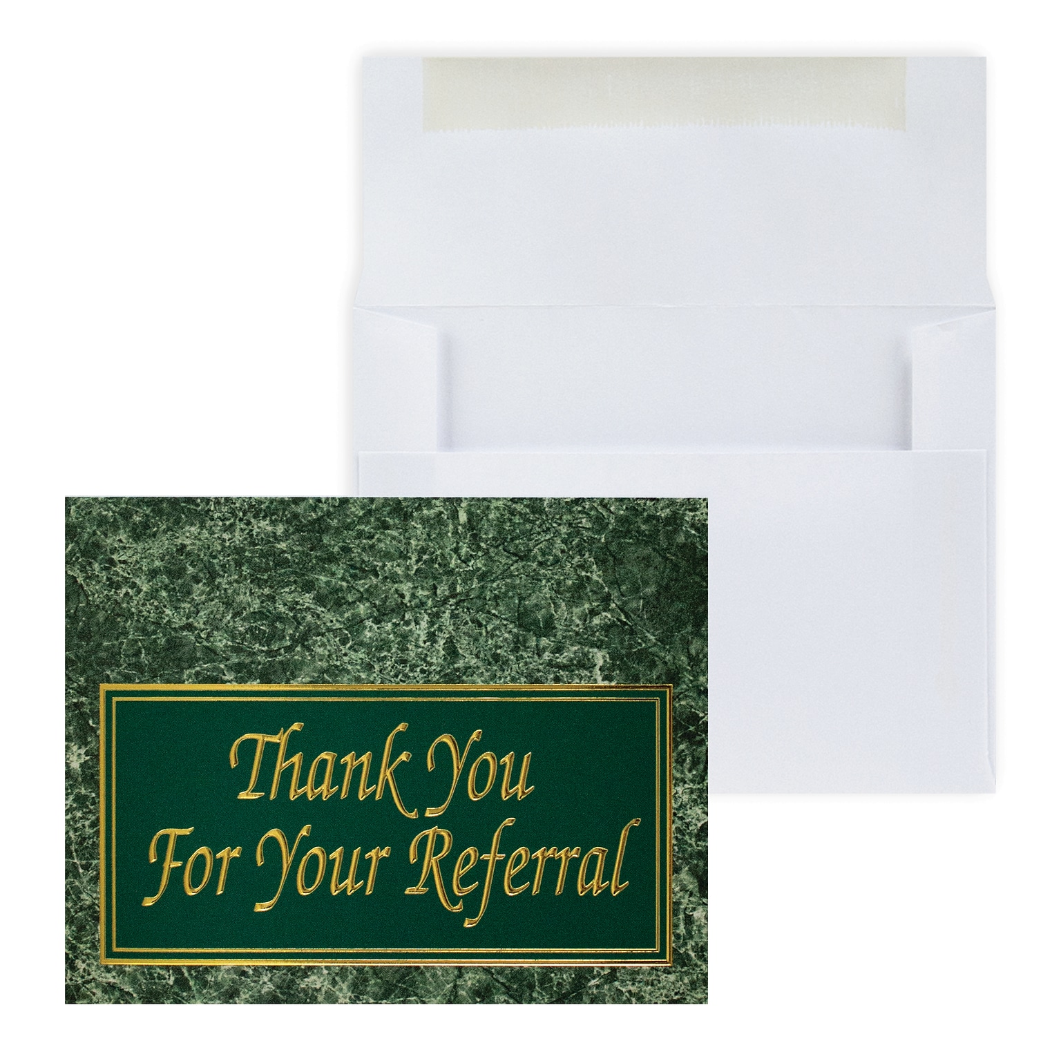 Custom Thank You Referral Marble with Foil Greeting Cards, With Envelopes, 4-1/4 x 5-3/8, 25 Cards per Set