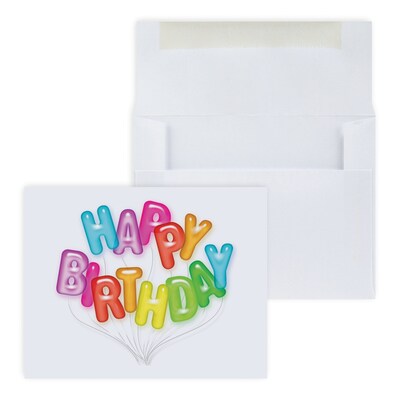 Custom Happy Birthday Balloon Letters Greeting Cards, With Envelopes, 5-3/8 x 4-1/4, 25 Cards per