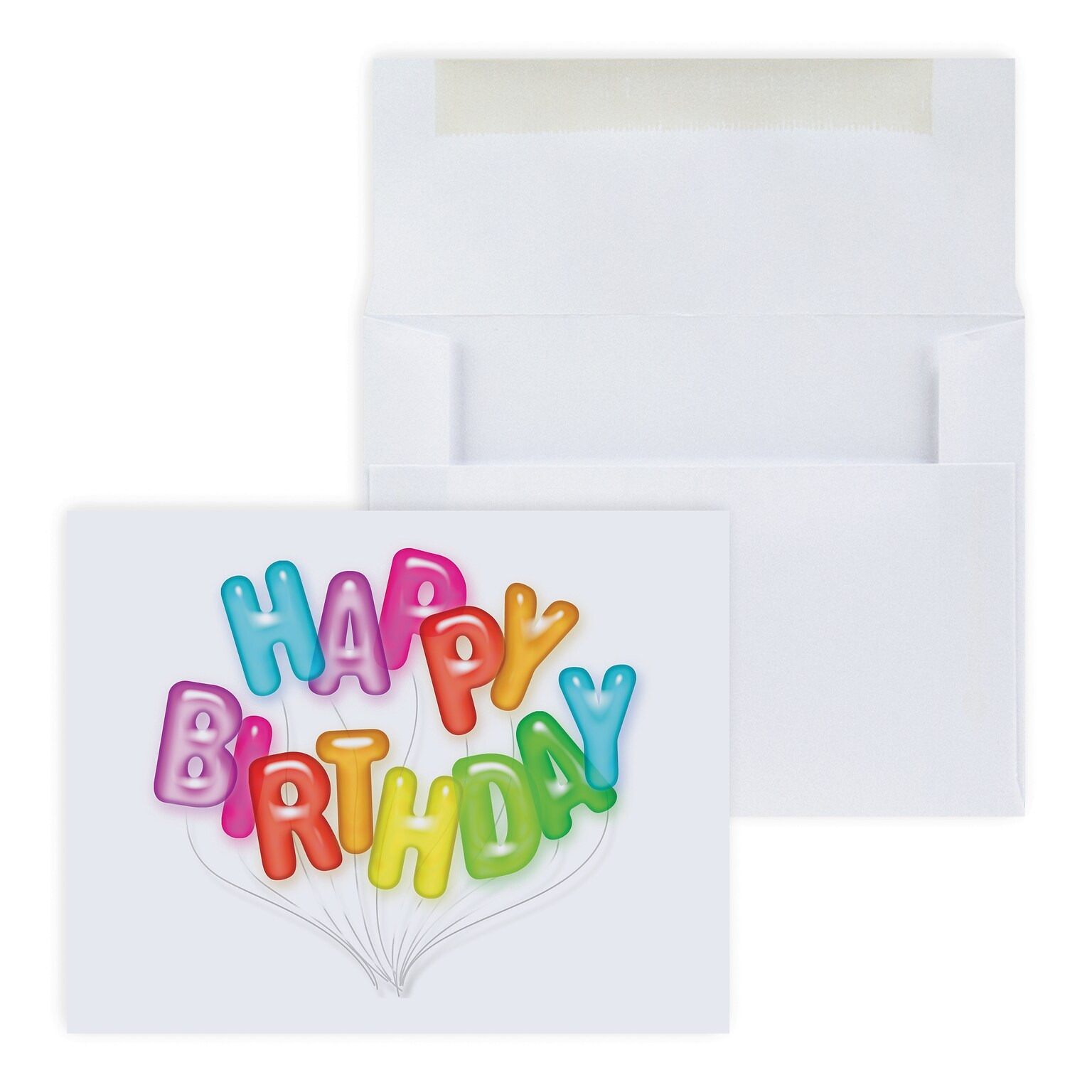 Custom Happy Birthday Balloon Letters Greeting Cards, With Envelopes, 5-3/8 x 4-1/4, 25 Cards per Set