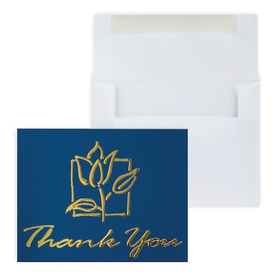 Custom Flower Thank You Greeting Cards with Foil, With Envelopes, 4-1/4 x 5-3/8, 25 Cards per Set