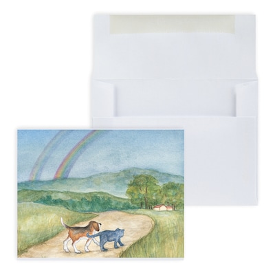 Custom Cat/Dog Rainbow Path Sympathy Cards, With Envelopes, 4-1/4 x 5-3/8, 25 Cards per Set