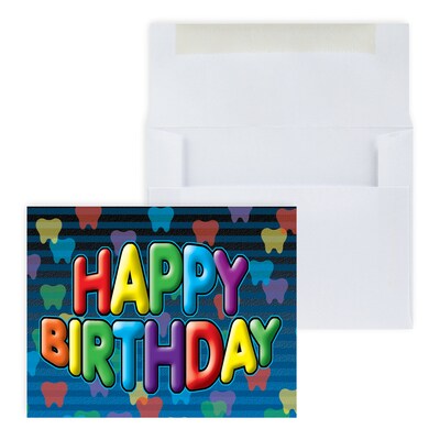 Custom Dental Happy Birthday Greeting Cards, With Envelopes, 5-3/8 x 4-1/4, 25 Cards per Set