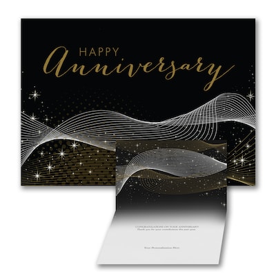 Custom Anniversary Stardust & Streamers Cards, With Envelopes, 7-7/8 x 5-5/8, 25 Cards per Set
