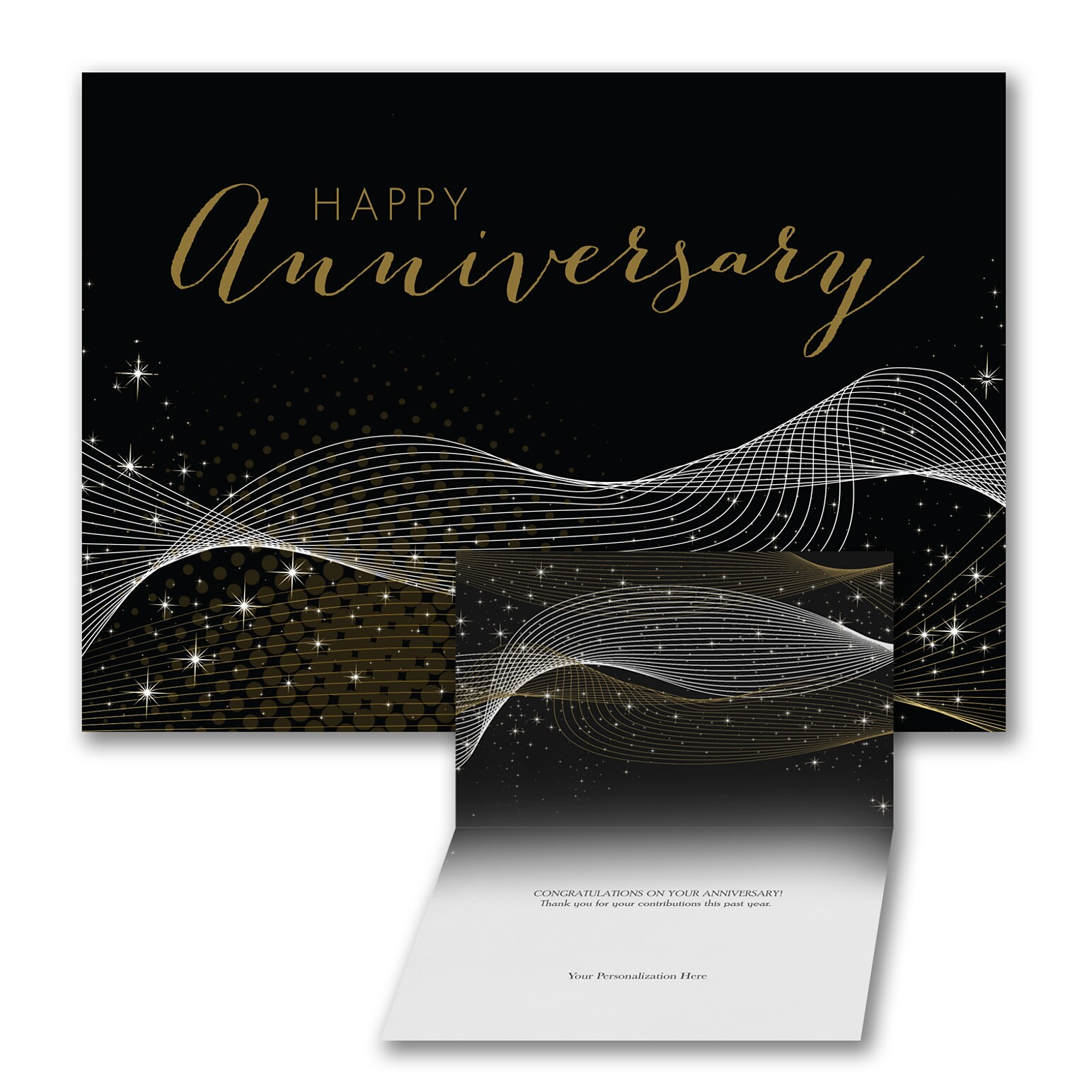 Custom Anniversary Stardust & Streamers Cards, With Envelopes, 7-7/8 x 5-5/8, 25 Cards per Set