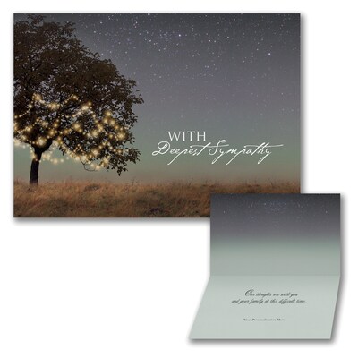 Custom Sympathetic Glow Sympathy Cards, With Envelopes, 7-7/8 x 5-5/8, 25 Cards per Set