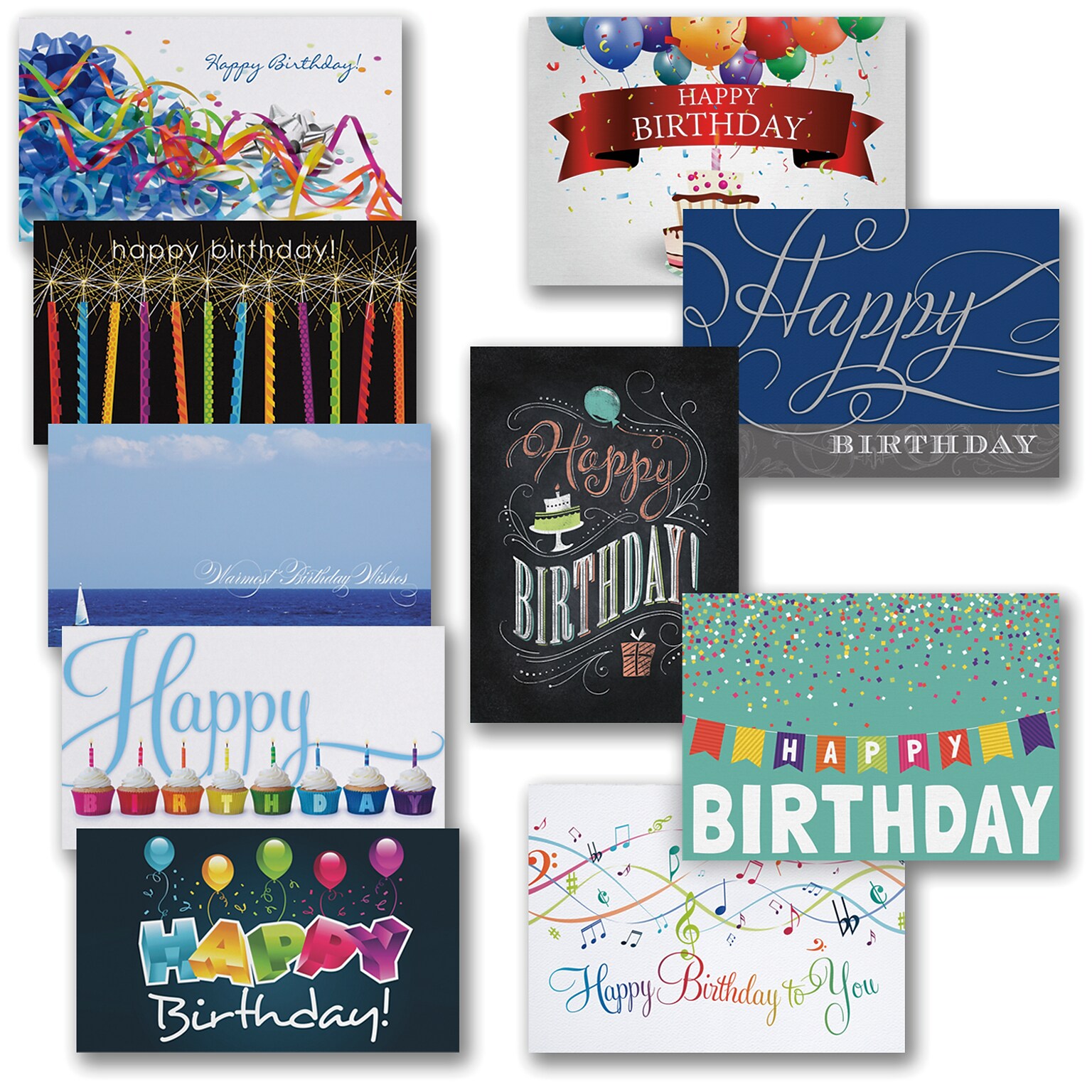 Assorted Birthday Cards, With Envelopes, Various Card Sizes, 50 Cards ...