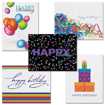 Assorted Mini Birthday Cards, 5-1/2 x 4-1/4, With Envelopes, 25 Cards per Set