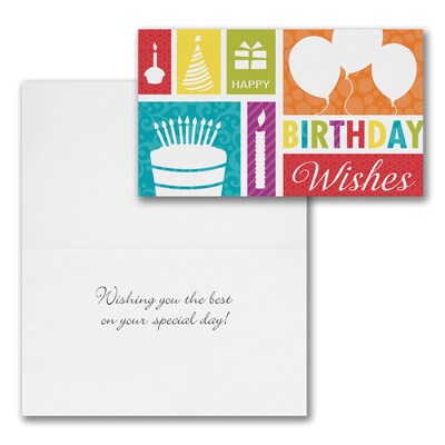 Assorted Economy Birthday Cards, With Envelopes, 8" x 4-11/16", 25 Cards per Set