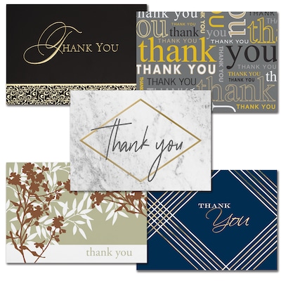 Assorted Thank You Cards, With Envelopes, 7-7/8 x 5-5/8, 25 Cards per Set