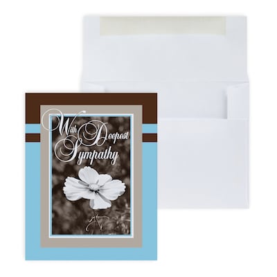 Custom Deepest Sympathy Flower Greeting Cards, With Envelopes, 6 x 4, 25 Cards per Set