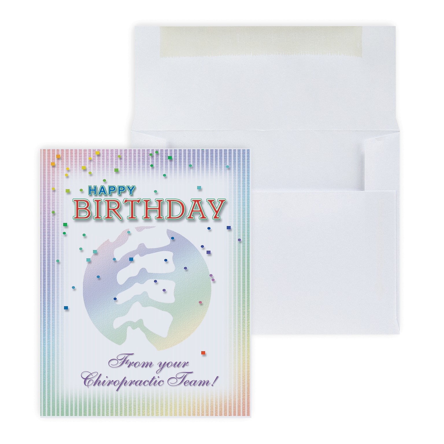 Custom Happy Birthday from Chiropractic Team Greeting Cards, With Envelopes, 4-1/4 x 5-3/8, 25 Cards per Set