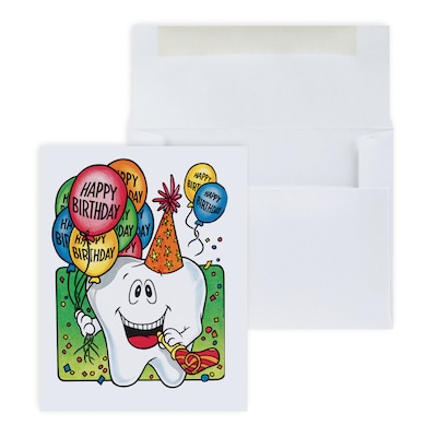 Custom Tooth Birthday Greeting Cards, With Envelopes, 4-1/4 x 5-3/8, 25 Cards per Set