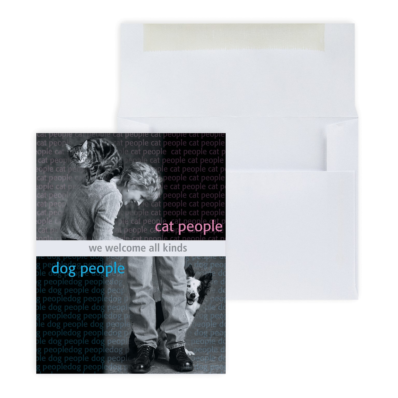 Custom Dog and Cat People Welcome Cards, With Envelopes, 4-1/4 x 5-3/8, 25 Cards per Set