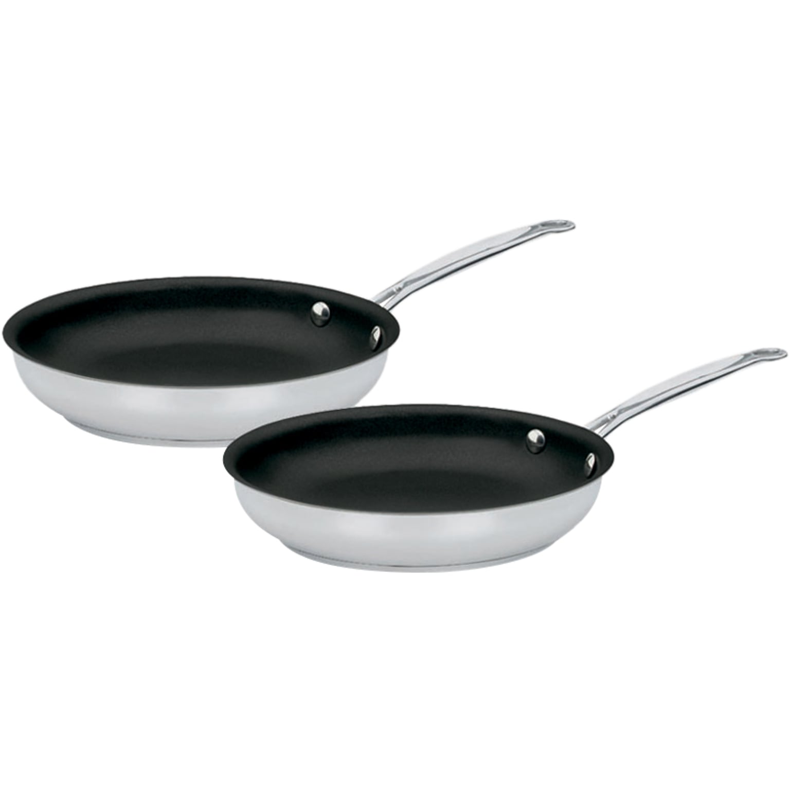 Cuisinart Chefs Classic Stainless Steel Fry Skillets, Gray/Black, 2/Set, Each (722-911NS)