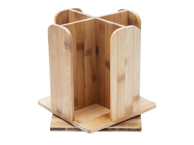 Mind Reader 4-Compartment Bamboo Organizer for Hot or Cold Disposable Cups, Brown (SMDISP-BRN)