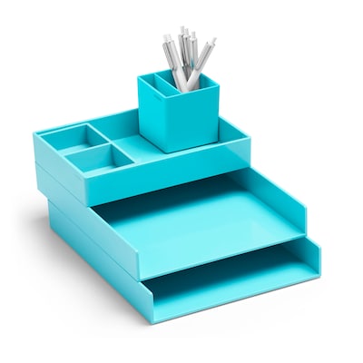 Poppin Super Stacked Plastic Set, Aqua (101684)