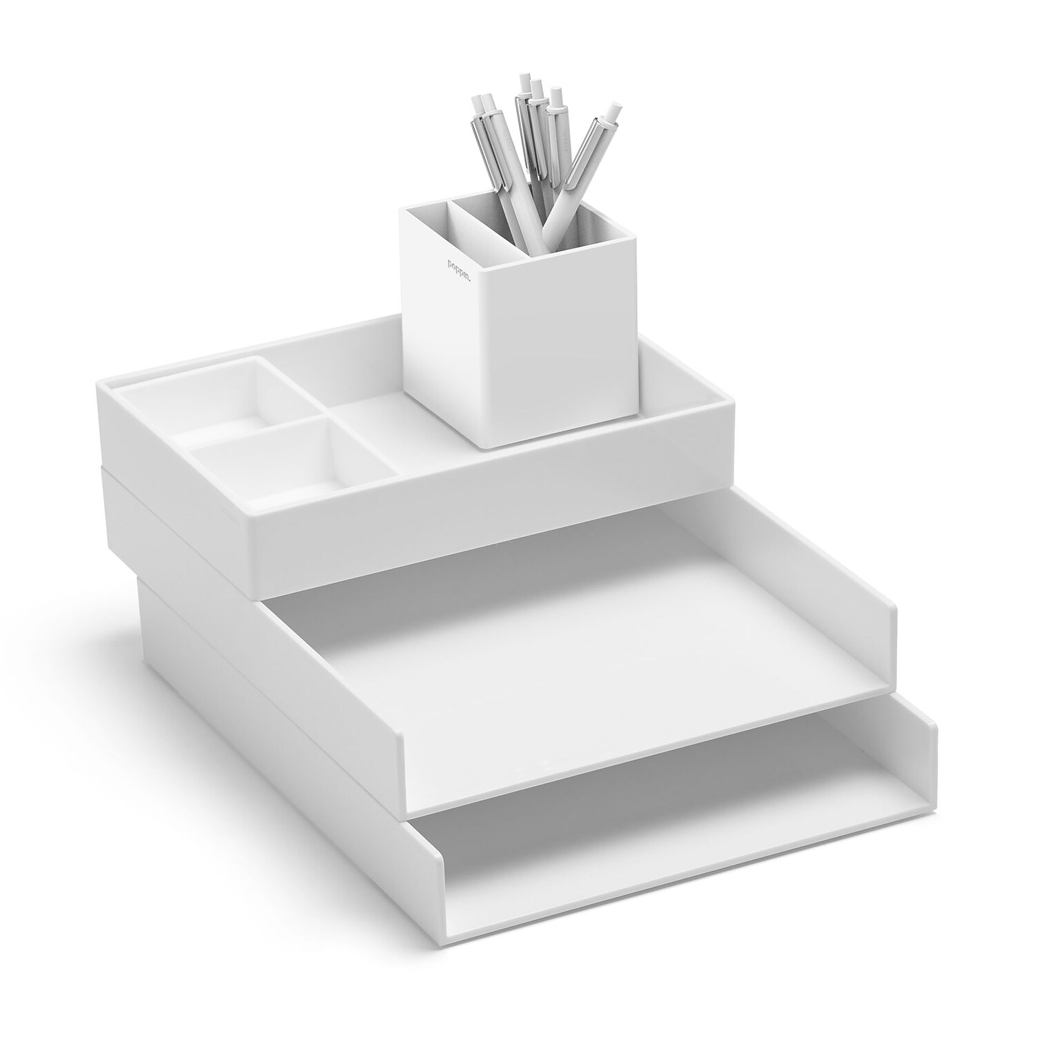 Poppin Super Stacked Desk Organizer Set, White (101690)
