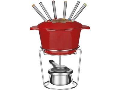 Cuisinart Chefs Classic Enameled Fondue Set, Red/Silver (FP-115RS)