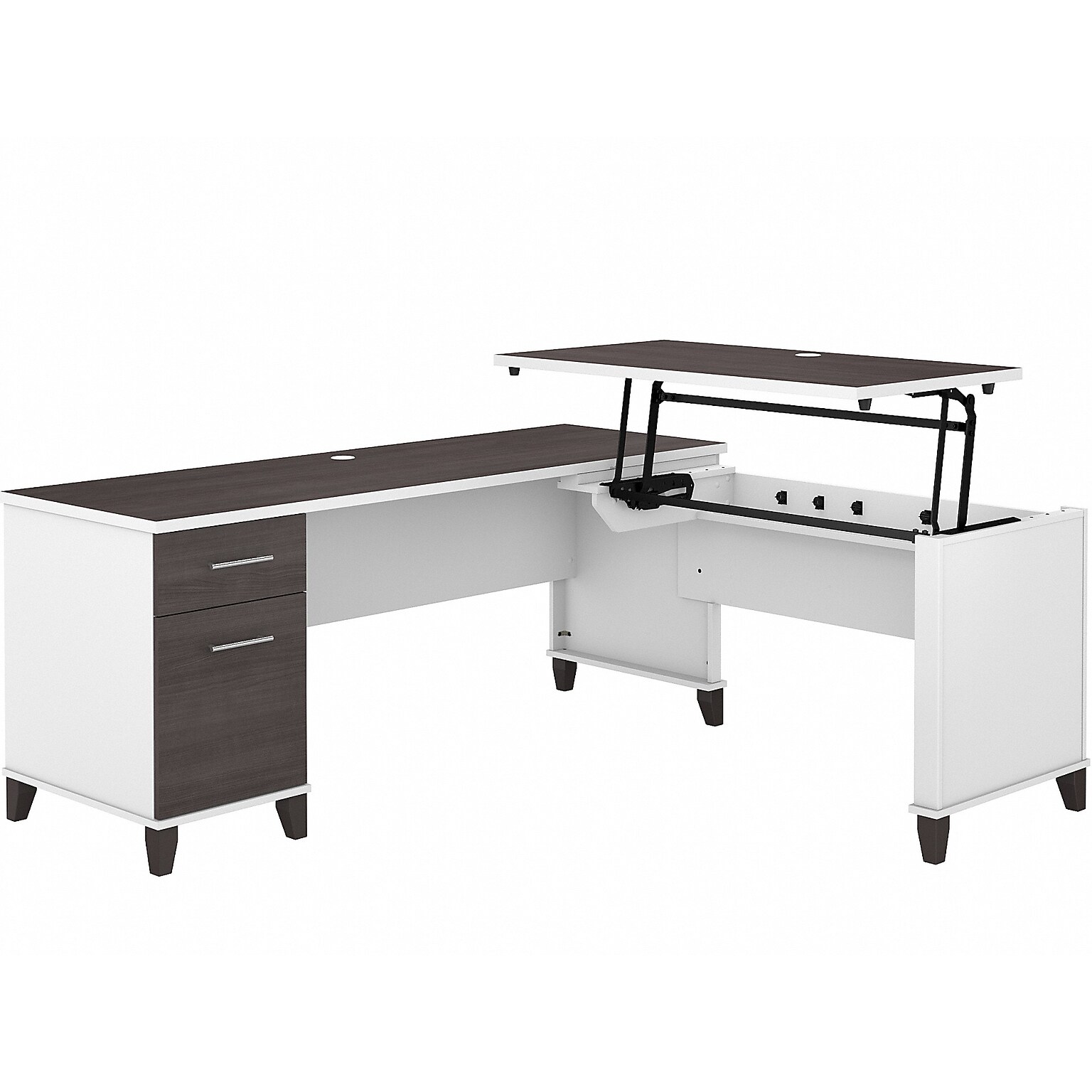 Bush Furniture Somerset 72W 3 Position Sit to Stand L Shaped Desk, Storm Gray/White (SET014SGWH)