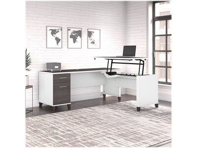 Bush Furniture Somerset 72W 3 Position Sit to Stand L Shaped Desk, Storm Gray/White (SET014SGWH)