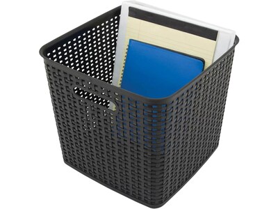 Advantus Extra Large Plastic Weave Basket, Black (37519)