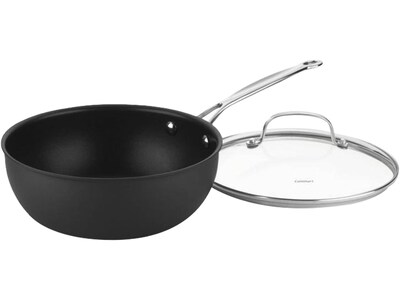 Cuisinart Assorted Materials 3 Qt. Chefs Pan with Cover, Black/Silver (635-24)
