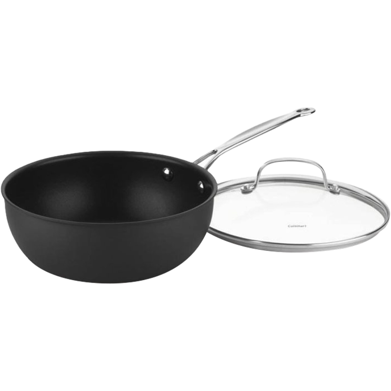 Cuisinart Assorted Materials 3 Qt. Chefs Pan with Cover, Black/Silver (635-24)