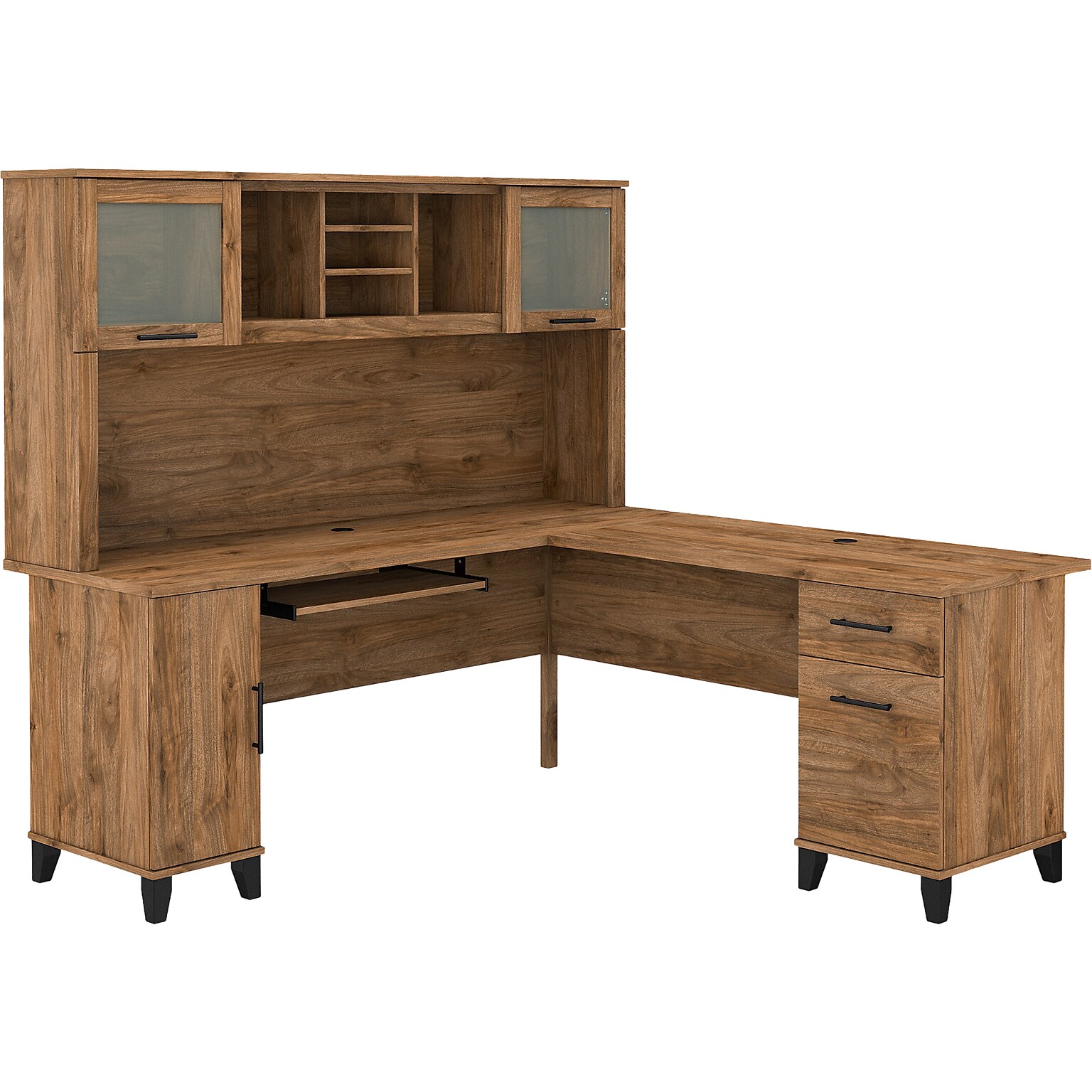 Bush Furniture Somerset 72W L Shaped Desk with Hutch, Fresh Walnut (SET001FW)